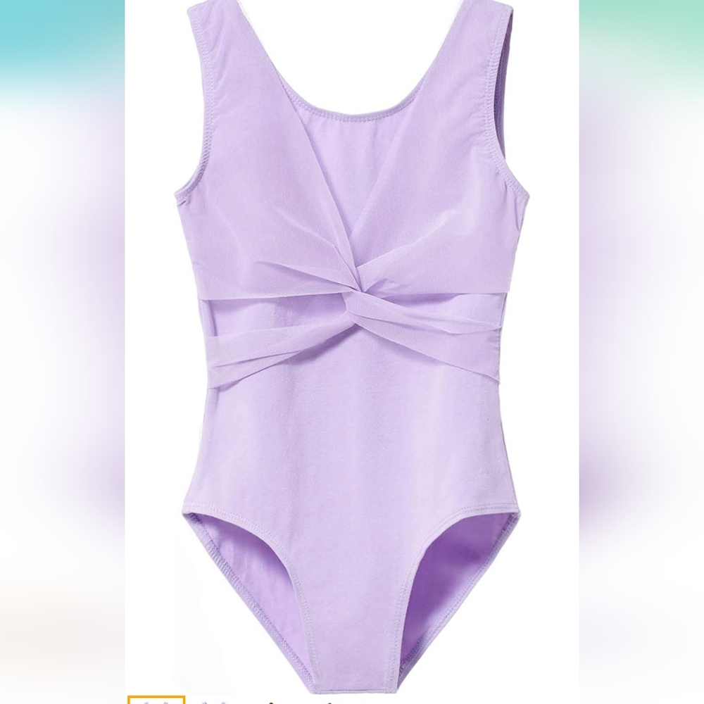 MdnMd Sleeveless Tank Leotards for Girls with Mesh Cross Front